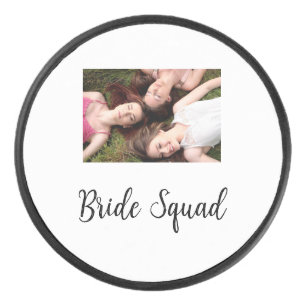 Add your photo name bridesmaid squad bride party hockey puck