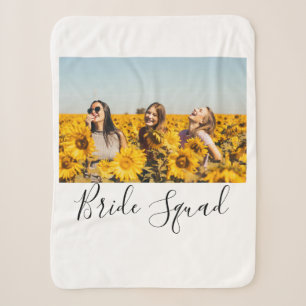 Add your photo name bridesmaid squad bride party sherpa blanket