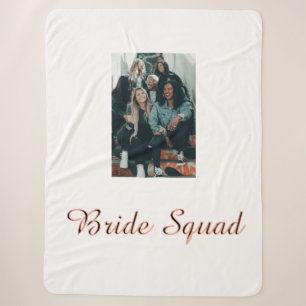 Add your photo name bridesmaid squad bride party  sherpa blanket
