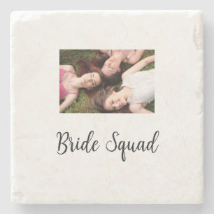 Add your photo name bridesmaid squad bride party  stone coaster