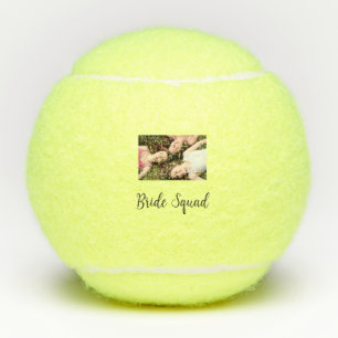 Add your photo name bridesmaid squad bride party tennis balls