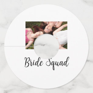 Add your photo name bridesmaid squad bride party wine glass tag