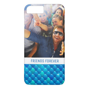 Add Your Photo Neon Blue Fish Scales iPhone 8 Plus/7 Plus Case