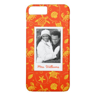 Add Your Photo   Orange Beach Pattern iPhone 8 Plus/7 Plus Case