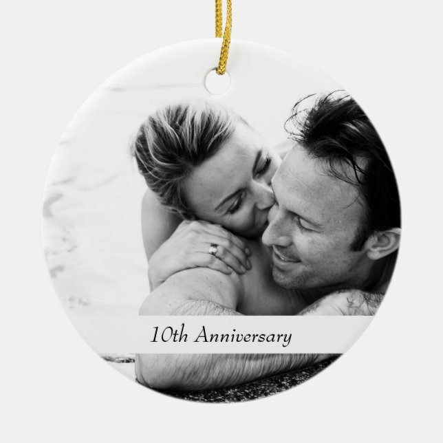 Add Your Photo Ornaments, Wedding Anniversary Gift Ceramic Ornament (Front)