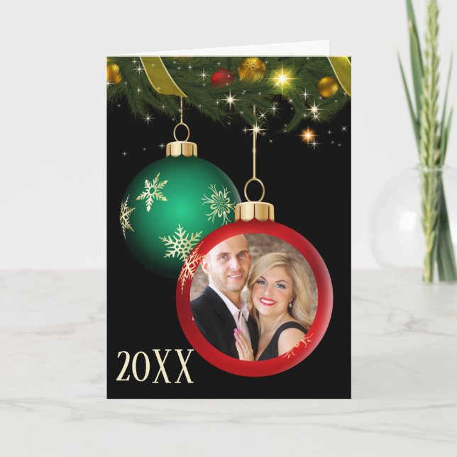 Add YOUR PHOTO Personalised Christmas Ornament Car Card (Front)