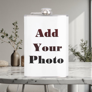 Add Your Photo Personalized Modern Elegant Travel Hip Flask