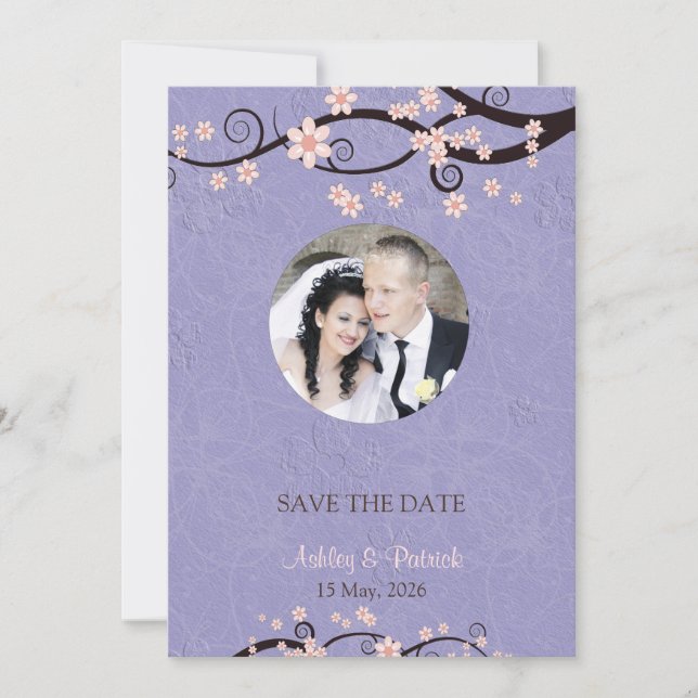 Add Your Photo Prisoners of Love Violet Wedding Save The Date (Front)