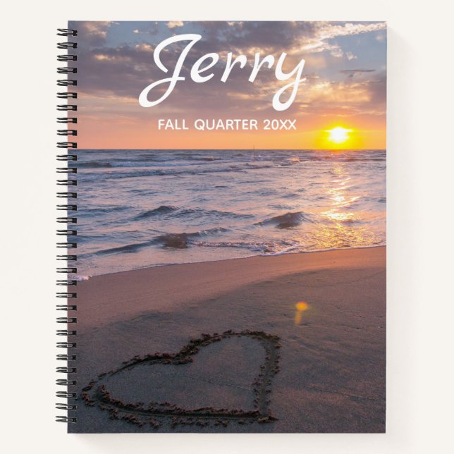 Add YOUR Photo(s) Name Ocean Sunset Notebook (Front)
