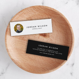 Add Your Photo Simple Black & White Minimalist Mini Business Card