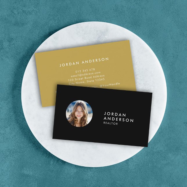 Add Your Photo Simple Minimalist Editable Colour Business Card (Creator Uploaded)