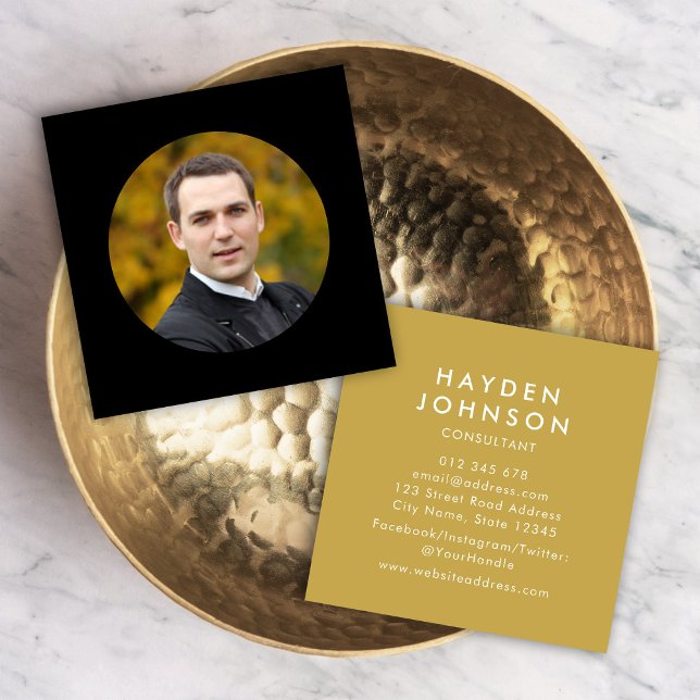 Add Your Photo Simple Minimalist Editable Colour Square Business Card (Creator Uploaded)