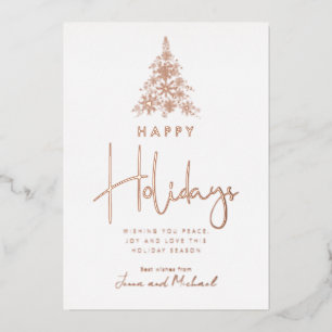 ADD YOUR PHOTO   Snowflake Tree Foil Holiday Card