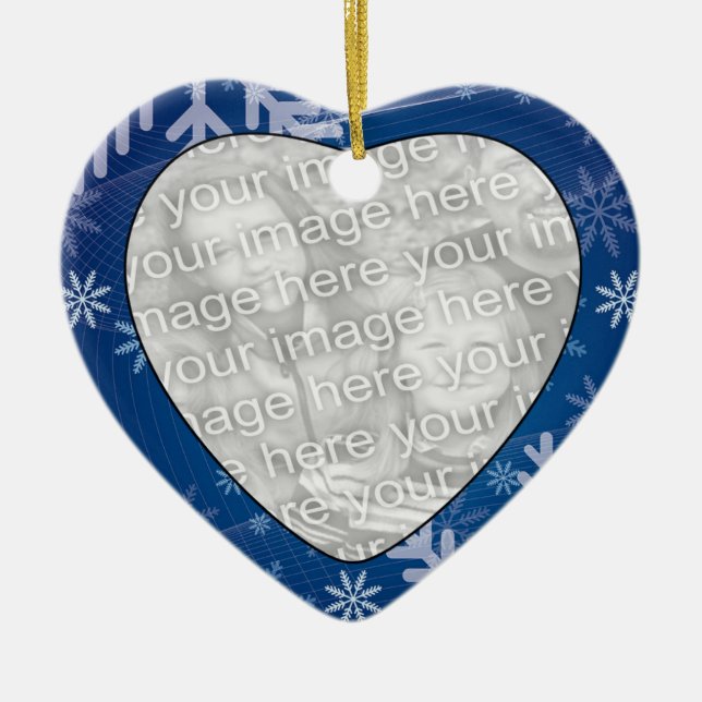 Add Your Photo Snowflakes Heart Ornament (Front)
