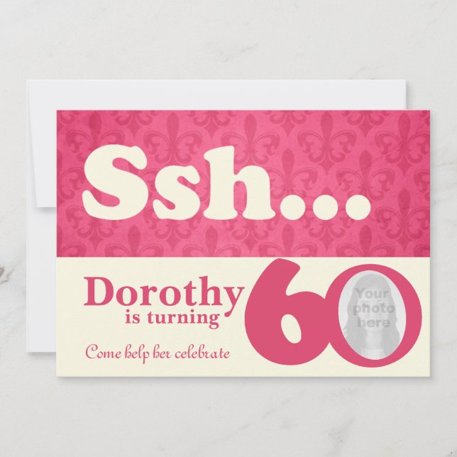 Add your photo ssh surprise 60th birthday invite (Front)