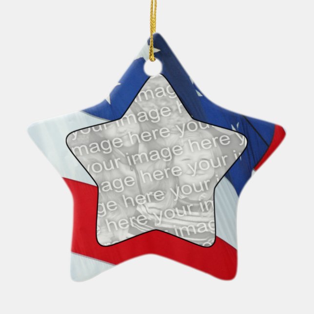 Add Your Photo Stars & Stripes Ornament (Front)