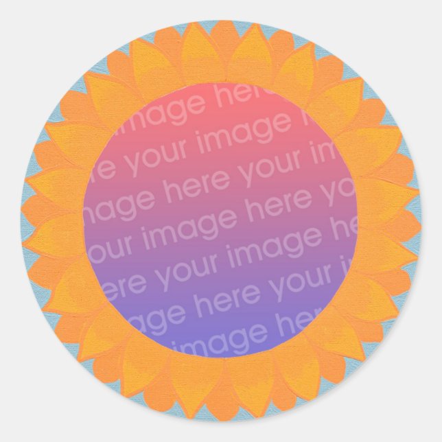 Add your photo stickers, sunflower circle frame classic round sticker (Front)
