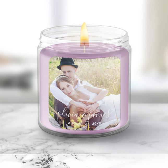 Add Your Photo Stylish Calligraphy Wedding Square Sticker (Creator Uploaded)