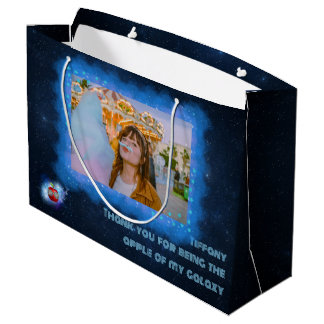 Add Your Photo Thankful Galaxy Large Gift Bag