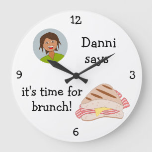 Add Your Photo: 'Time for Brunch' Large Clock