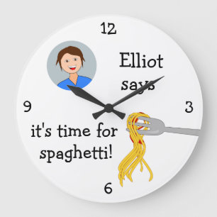 Add Your Photo: 'Time for Spaghetti' Large Clock