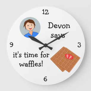 Add Your Photo: 'Time for Waffles' Large Clock
