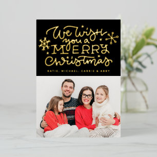 ADD YOUR PHOTO We Wish You A Merry Christmas Fo Foil Holiday Card
