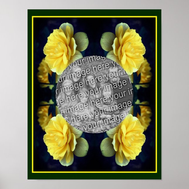 Add Your Photo Yellow Rose Flower In Bloom Frame Poster (Front)