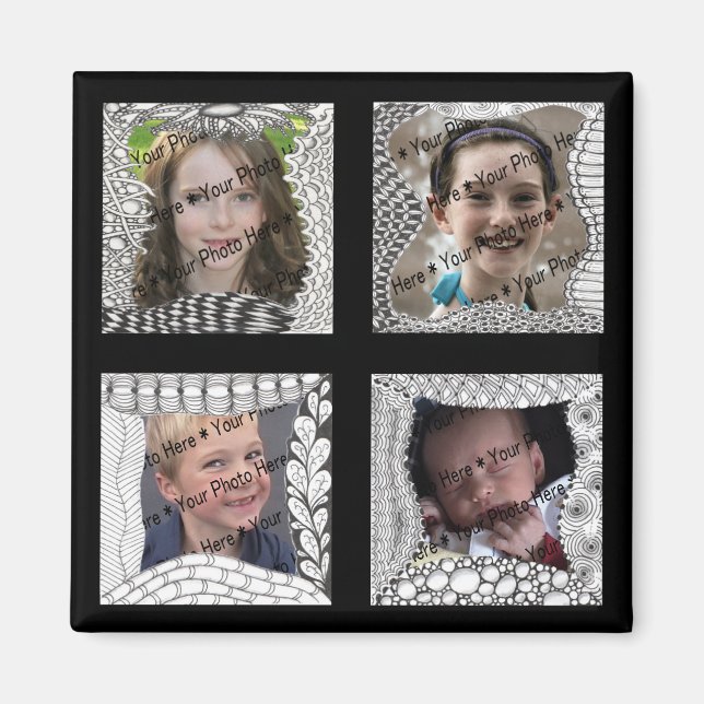 Add-Your-Photos 4 Photo Collage Magnet (Front)