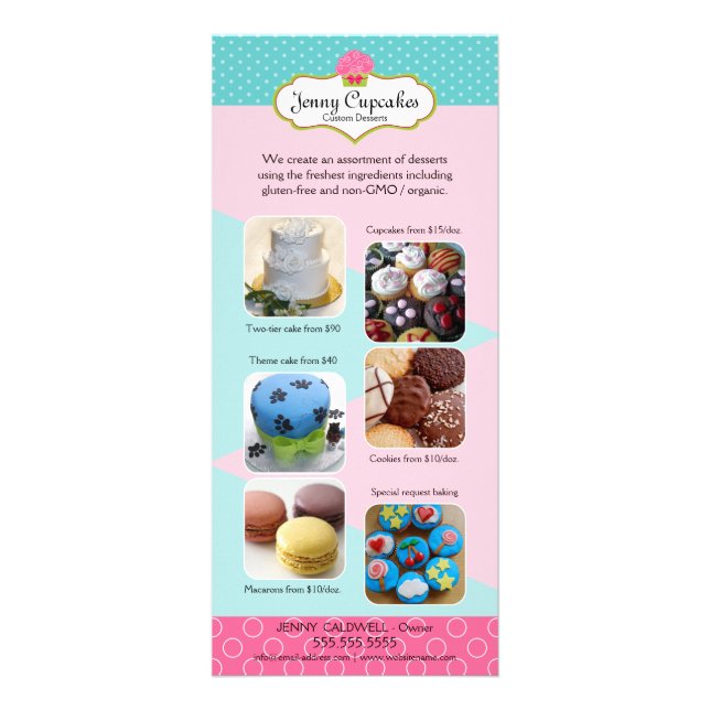 Add Your Photos Custom Bakery Rack Card (Front)