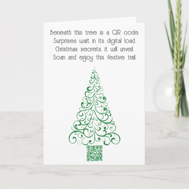 Add Your QR Code Message or Gift to a Christmas  Holiday Card (Front)
