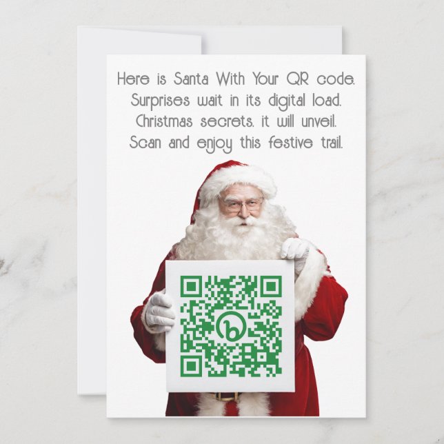 Add Your QR Code Message or Gift to Santa's  Holiday Card (Front)