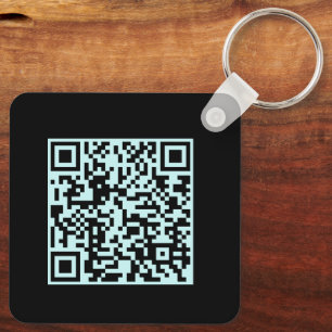 Add Your QR Code Promotional Business Aqua Black   Key Ring