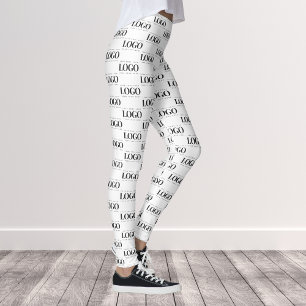 Add Your Rectangle Business Logo Pattern Repeating Leggings