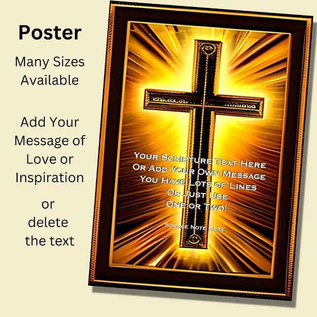 Add Your Scripture, Brown & Golden Christian Cross Poster (Creator Uploaded)