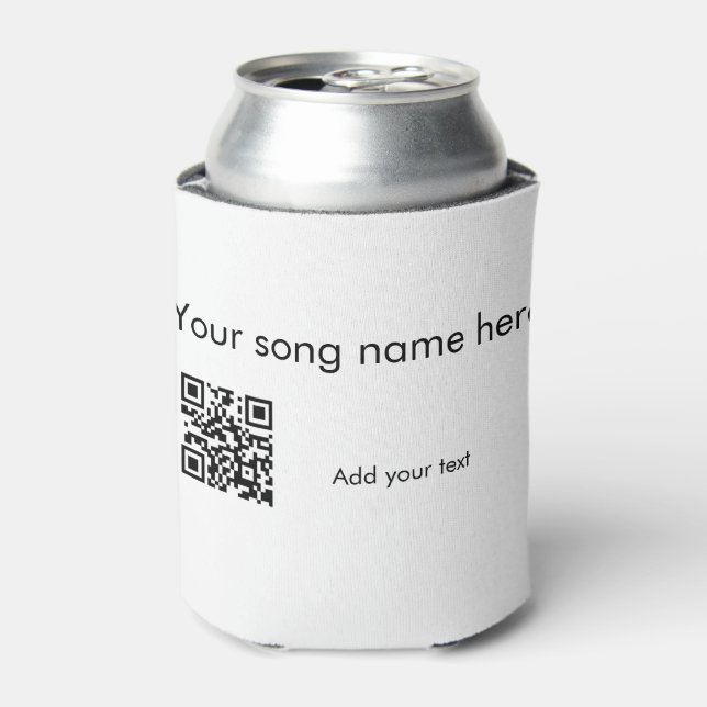 Add your song name here q r code add text name her can cooler (Can Front)