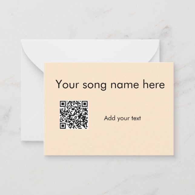 Add your song name here q r code add text name her card (Front)