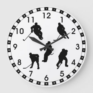 Add Your Team Colours Hockey Pattern Large Clock