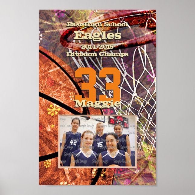 add your team photo girls women basketball poster (Front)