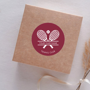 Add Your Tennis Club Name Any Colour Burgundy Classic Round Sticker