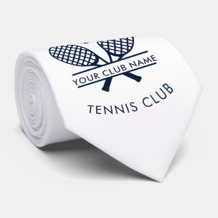 Add Your Tennis Club Name Sports Motif Navy Blue Tie