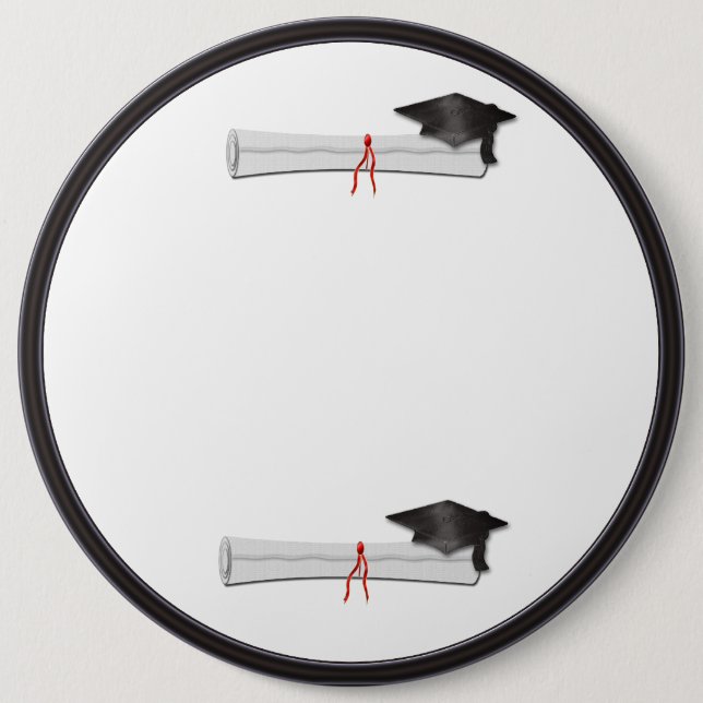 Add Your Text Black Graduation Button (Front)