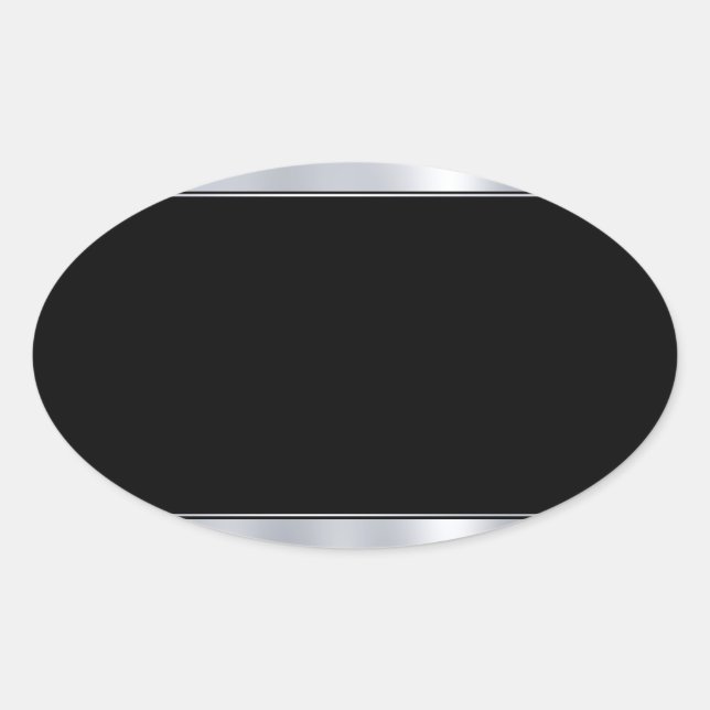 Add Your Text Blank Template Faux Silver Black Oval Sticker (Front)