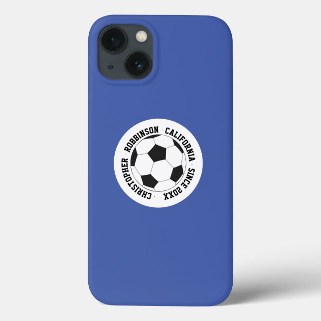 Add your text blue soccer Case-Mate iPhone case (Back)
