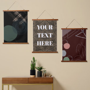 Add Your Text, Brown Green Artist  Hanging Tapestry