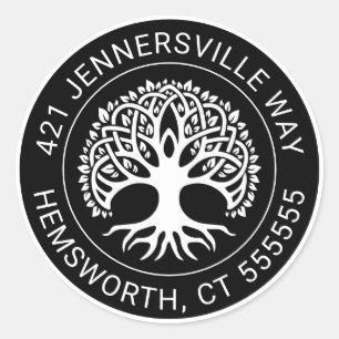 Add Your Text   Celtic Tree Address Classic Round Sticker