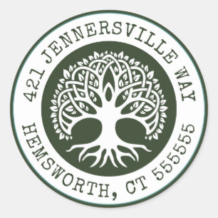 Add Your Text   Celtic Tree Address Classic Round Sticker