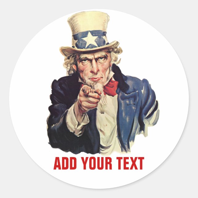 Add Your Text Classic Round Sticker (Front)
