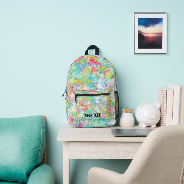 Add your text Cool artistic watercolor background Printed Backpack (Insitu)