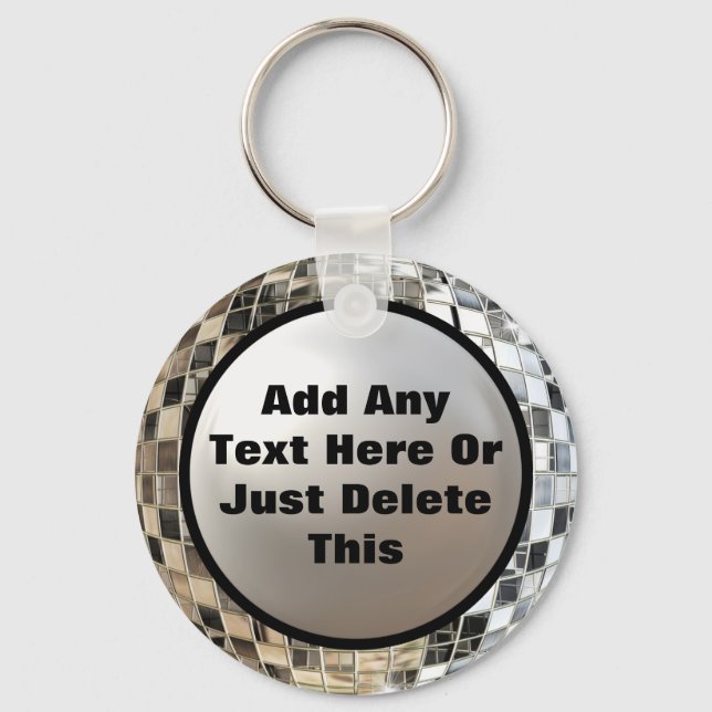 Add Your Text Cool Disco Mirror Ball Keychain (Front)